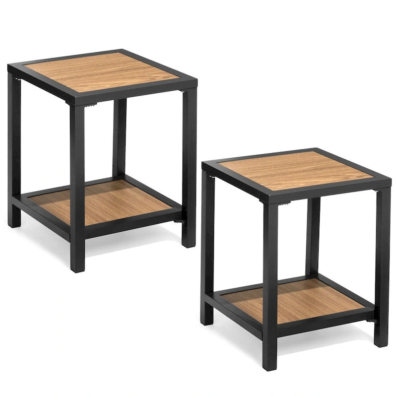 Table d'appoint de patio à 2 niveaux toutes saisons Cadre en aluminium - 15,75 L * 15,75 W * 19,68 H