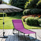 Chaise longue pliante de bronzage en textilène respirant avec oreiller