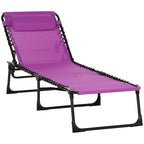 Chaise longue pliante de bronzage en textilène respirant avec oreiller