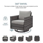 Ensemble de 3 fauteuils pivotants avec table basse - Gris