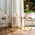 Glitzhome Tables d'appoint gigognes modernes en verre et métal (lot de 2)