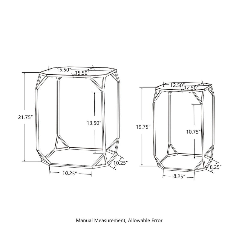 Glitzhome Tables d'appoint gigognes modernes en verre et métal (lot de 2)