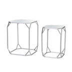 Glitzhome Tables d'appoint gigognes modernes en verre et métal (lot de 2)