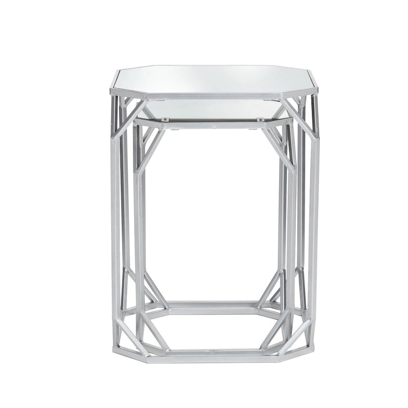 Glitzhome Tables d'appoint gigognes modernes en verre et métal (lot de 2)
