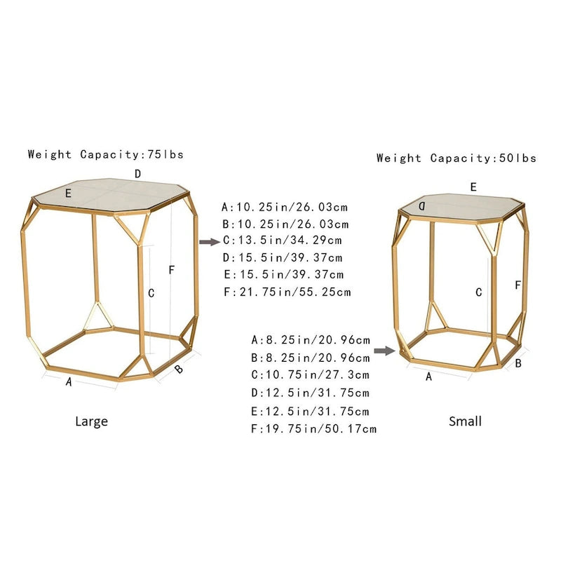Glitzhome Tables d'appoint gigognes modernes en verre et métal (lot de 2)