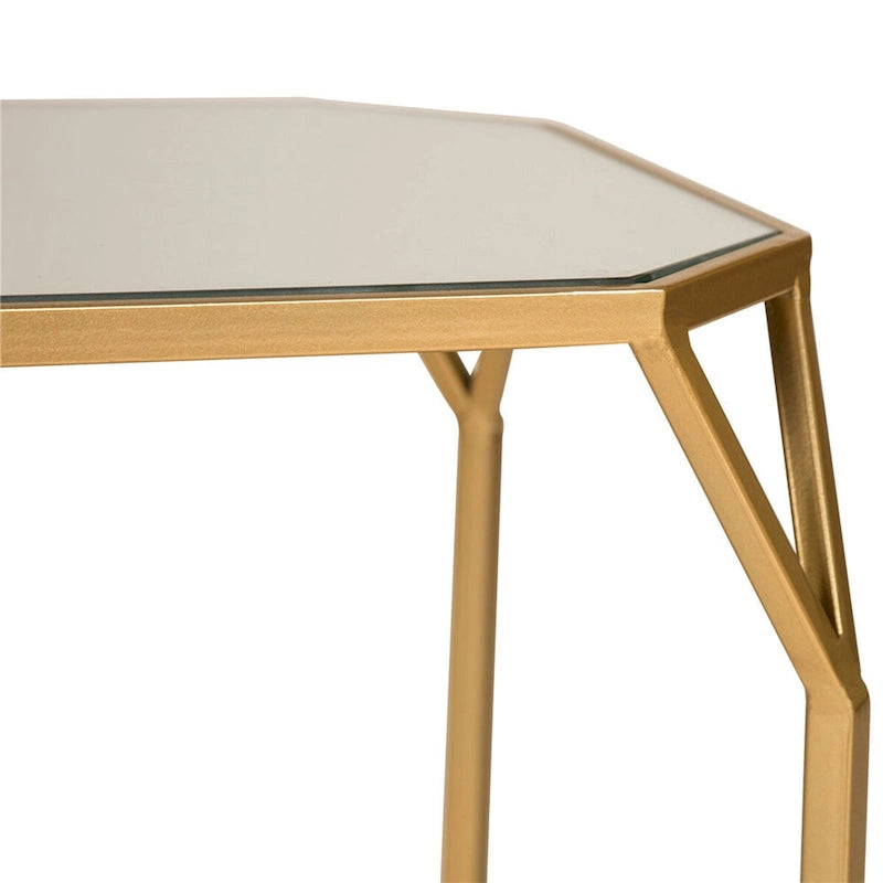 Glitzhome Tables d'appoint gigognes modernes en verre et métal (lot de 2)