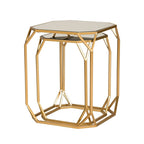 Glitzhome Tables d'appoint gigognes modernes en verre et métal (lot de 2)