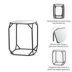 Glitzhome Tables d'appoint gigognes modernes en verre et métal (lot de 2)