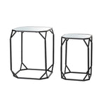 Glitzhome Tables d'appoint gigognes modernes en verre et métal (lot de 2)