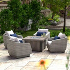 Cannes 5 Piece Sunbrella Outdoor Patio Fire Chat Set