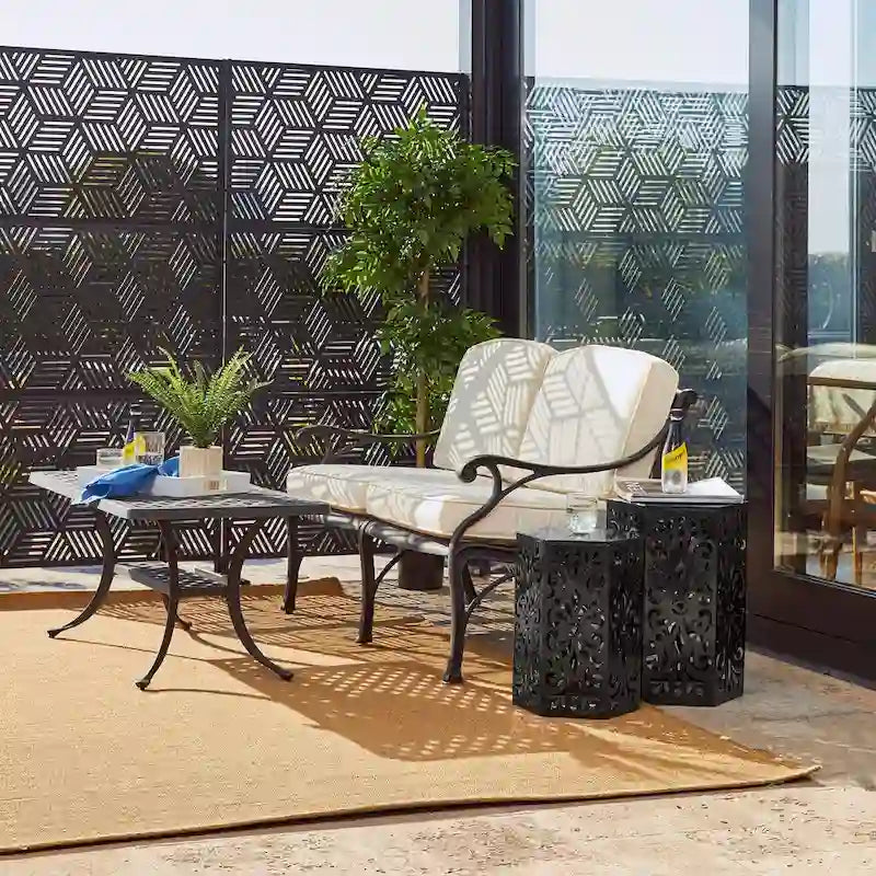 Glitzhome Lot de 2 tabourets de jardin d'extérieur à motif floral – 14W x 14D x 19.25H