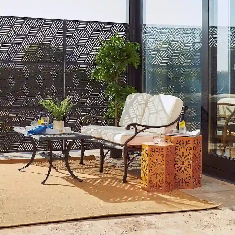 Glitzhome Lot de 2 tabourets de jardin d'extérieur à motif floral – 14W x 14D x 19.25H