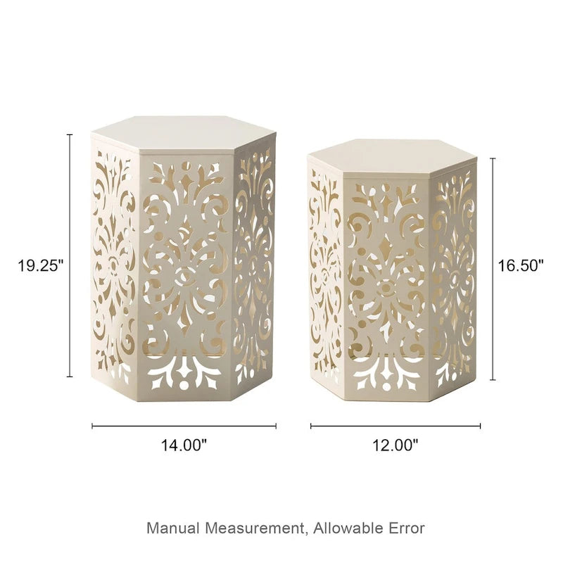 Glitzhome Lot de 2 tabourets de jardin d'extérieur à motif floral – 14W x 14D x 19.25H