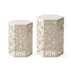 Glitzhome Lot de 2 tabourets de jardin d'extérieur à motif floral – 14W x 14D x 19.25H