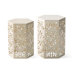 Glitzhome Lot de 2 tabourets de jardin d'extérieur à motif floral – 14W x 14D x 19.25H