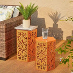 Glitzhome Lot de 2 tabourets de jardin d'extérieur à motif floral – 14W x 14D x 19.25H