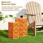 Glitzhome Lot de 2 tabourets de jardin d'extérieur à motif floral – 14W x 14D x 19.25H