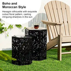 Glitzhome Lot de 2 tabourets de jardin d'extérieur à motif floral – 14W x 14D x 19.25H