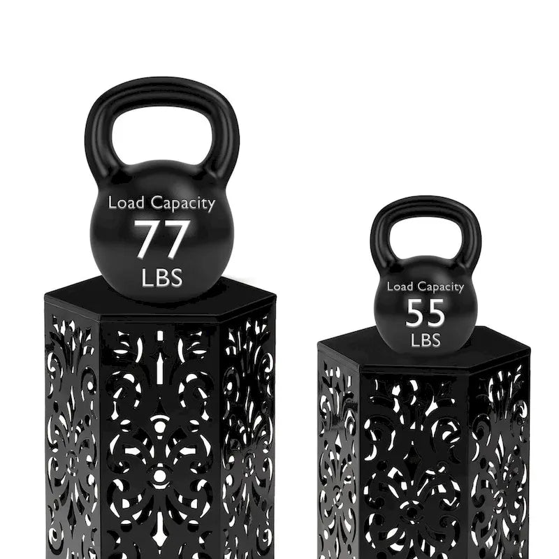 Glitzhome Lot de 2 tabourets de jardin d'extérieur à motif floral – 14W x 14D x 19.25H