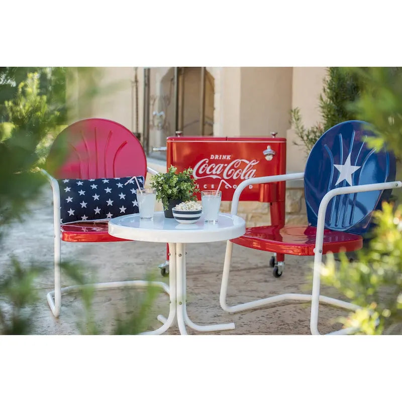 Table de patio rétro en métal blanc Leigh Country TX 93500