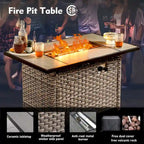Ensemble de canapé d'extérieur 6 pièces en rotin et osier XIZZI avec foyer