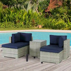 5-Piece Wicker Outdoor Sectional Set with Cushions