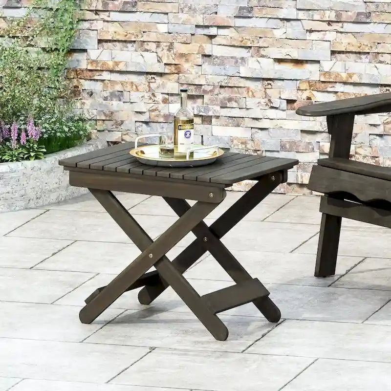 Table d'appoint pliante en bois d'extérieur, 15P x 22,75L x 18,25H