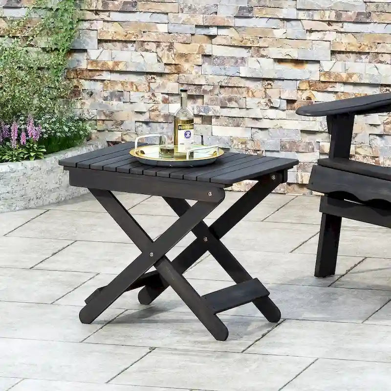 Outdoor Folding Wooden Side Table, 15D x 22.75W x 18.25H