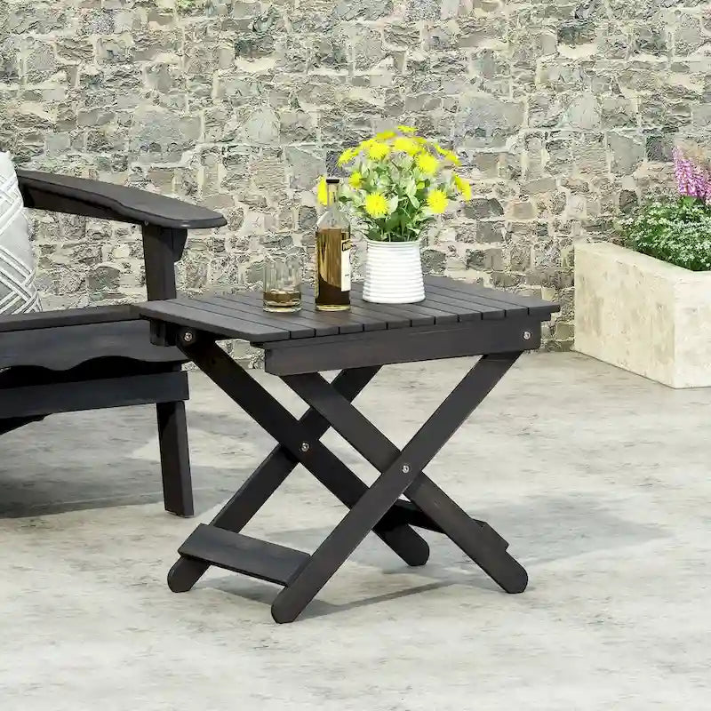 Table d'appoint pliante en bois d'extérieur, 15P x 22,75L x 18,25H