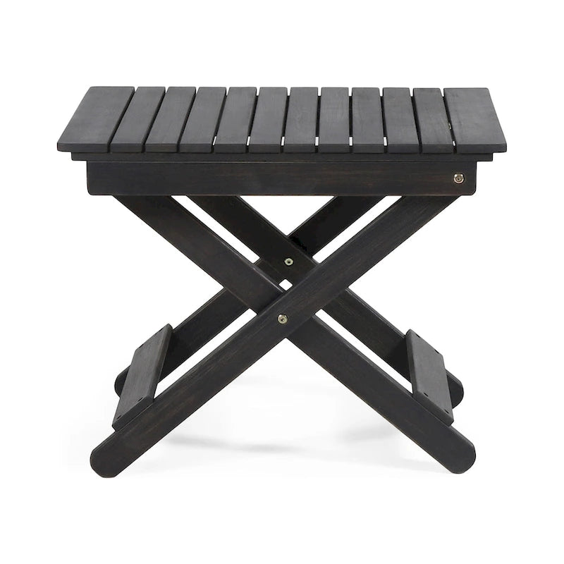 Table d'appoint pliante en bois d'extérieur, 15P x 22,75L x 18,25H