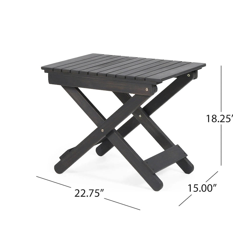 Table d'appoint pliante en bois d'extérieur, 15P x 22,75L x 18,25H