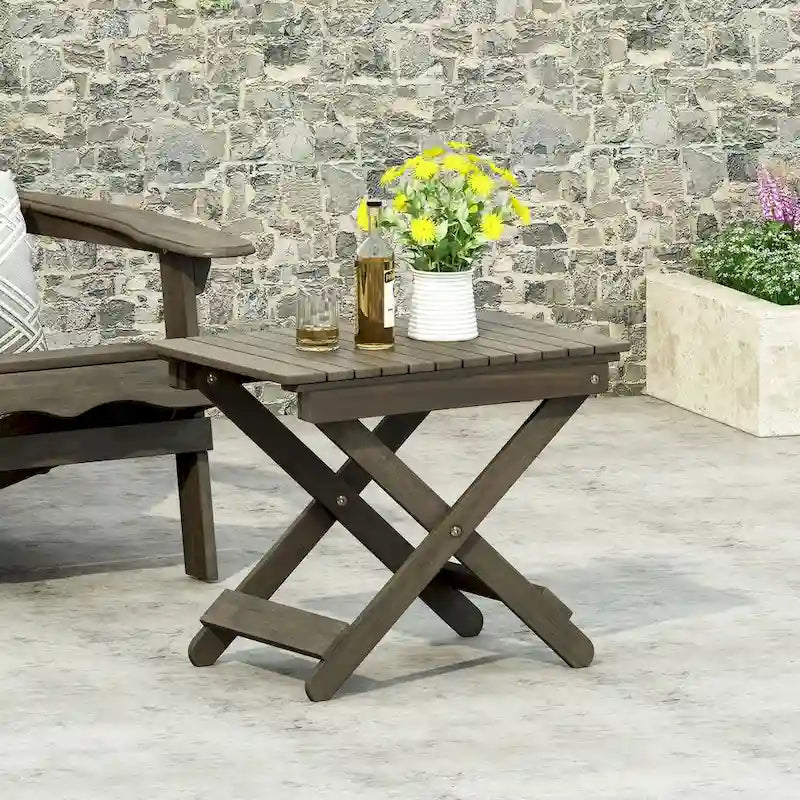 Table d'appoint pliante en bois d'extérieur, 15P x 22,75L x 18,25H