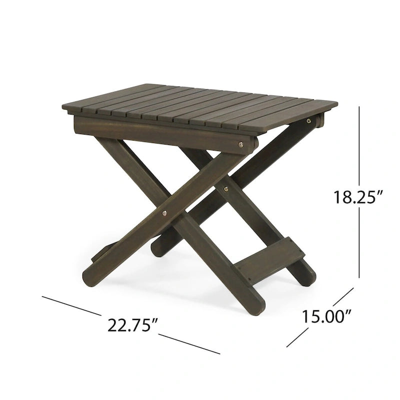 Table d'appoint pliante en bois d'extérieur, 15P x 22,75L x 18,25H