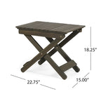 Table d'appoint pliante en bois d'extérieur, 15P x 22,75L x 18,25H