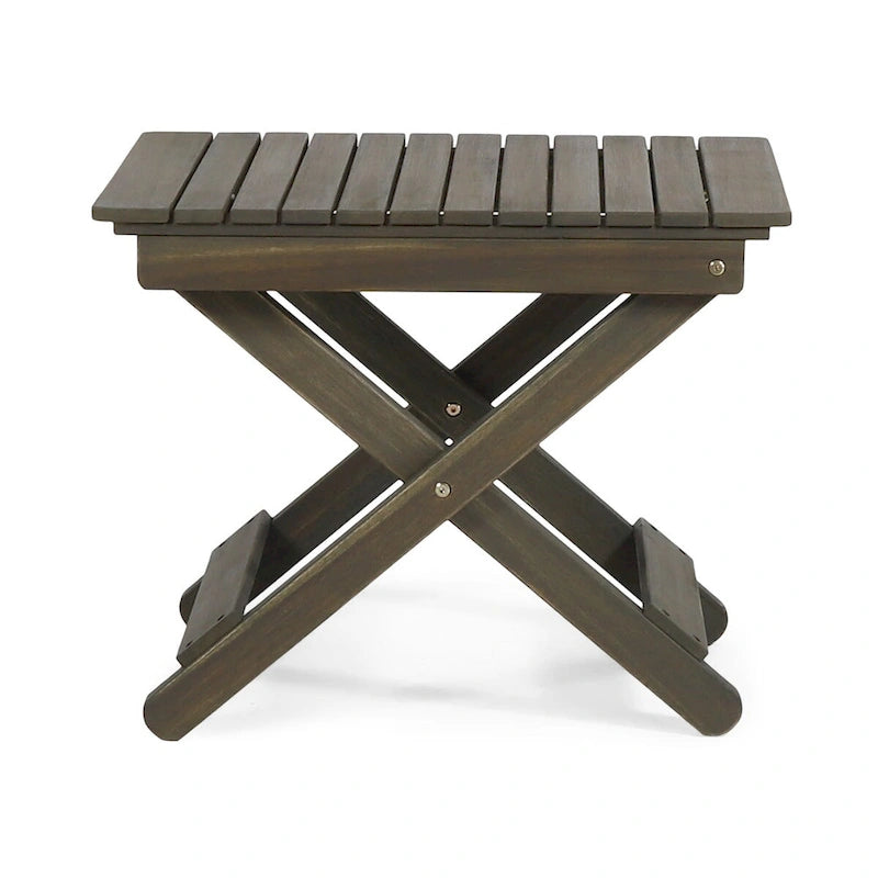 Table d'appoint pliante en bois d'extérieur, 15P x 22,75L x 18,25H