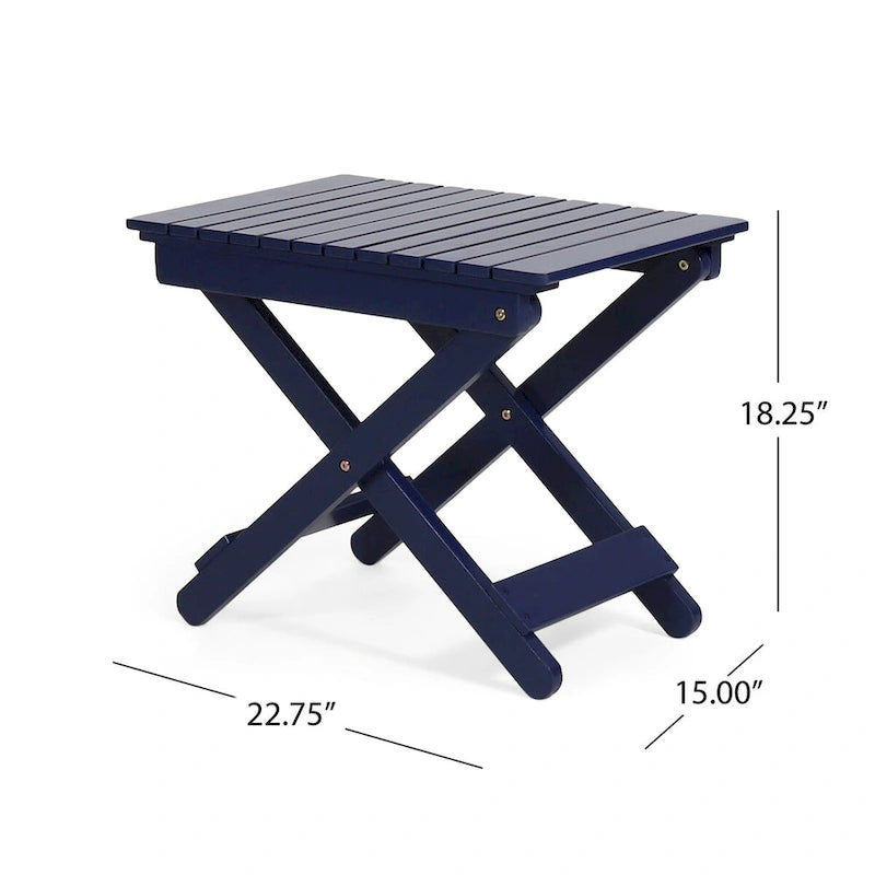 Table d'appoint pliante en bois d'extérieur, 15P x 22,75L x 18,25H