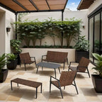 Patio Wicker Rattan Adirondack Chairs And Table Set