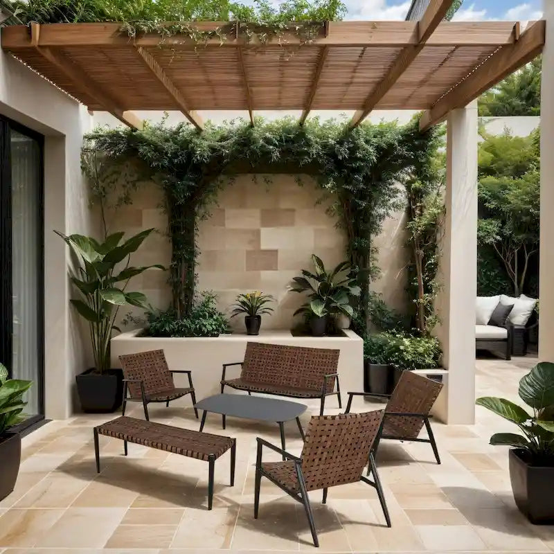 Ensemble de chaises Adirondack et table en rotin tressé pour patio
