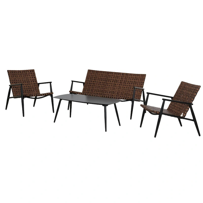 Ensemble de chaises Adirondack et table en rotin tressé pour patio