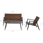 Ensemble de chaises Adirondack et table en rotin tressé pour patio