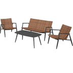 Ensemble de chaises Adirondack et table en rotin tressé pour patio