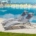 Fauteuil inclinable d'extérieur réglable en aluminium gris, lot de 2 chaises longues avec oreiller - N/A