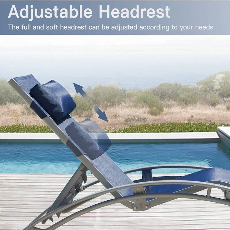 Fauteuil inclinable d'extérieur réglable en aluminium gris, lot de 2 chaises longues avec oreiller - N/A