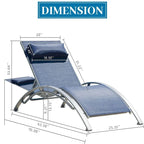 Fauteuil inclinable d'extérieur réglable en aluminium gris, lot de 2 chaises longues avec oreiller - N/A