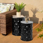 Glitzhome Lot de 2 tabourets d'appoint/tables d'extérieur en métal noir brillant - 14,25 L x 14,25 P x 18,75 H