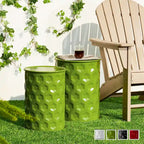 Glitzhome Set of 2 Glossy Black Metal Outdoor Table Accent Stool - 14.25W x 14.25D x 18.75H