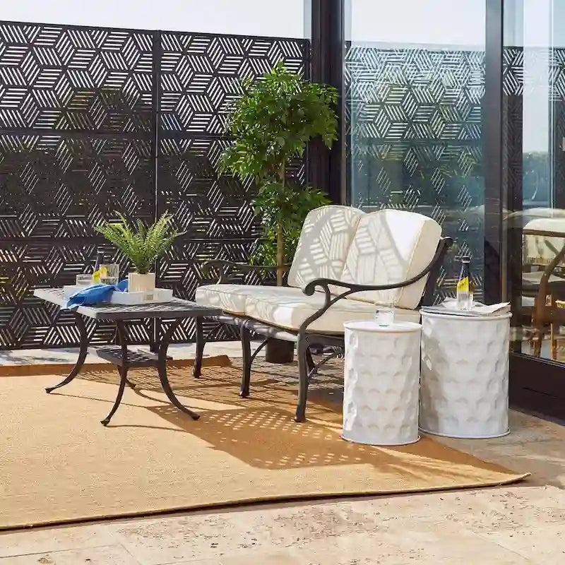 Glitzhome Lot de 2 tabourets d'appoint/tables d'extérieur en métal noir brillant - 14,25 L x 14,25 P x 18,75 H