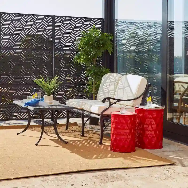 Glitzhome Lot de 2 tabourets d'appoint/tables d'extérieur en métal noir brillant - 14,25 L x 14,25 P x 18,75 H