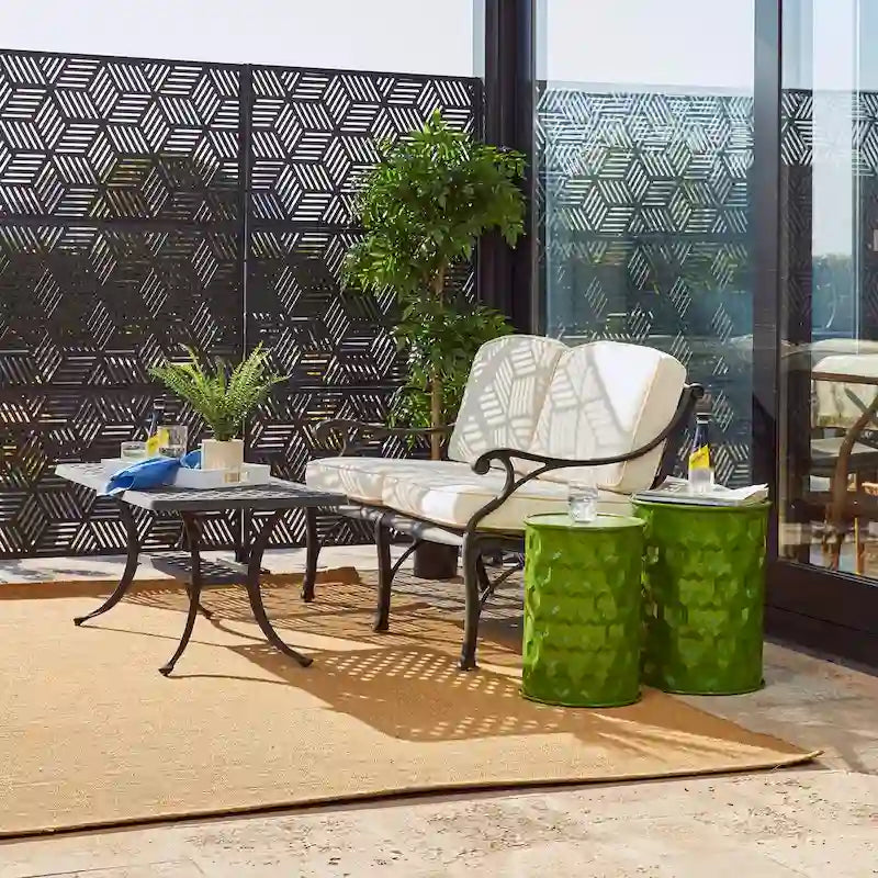 Glitzhome Lot de 2 tabourets d'appoint/tables d'extérieur en métal noir brillant - 14,25 L x 14,25 P x 18,75 H