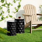 Glitzhome Lot de 2 tabourets d'appoint/tables d'extérieur en métal noir brillant - 14,25 L x 14,25 P x 18,75 H